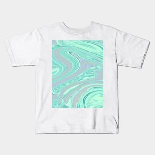 preppy chic spring summer pastel  green mint swirls Kids T-Shirt